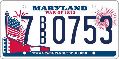 MD license plate 7BB0753