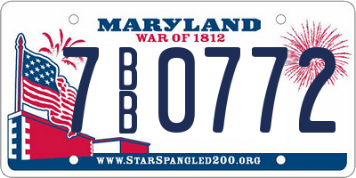 MD license plate 7BB0772