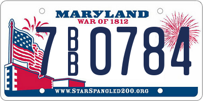 MD license plate 7BB0784