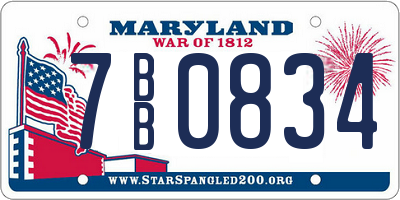 MD license plate 7BB0834