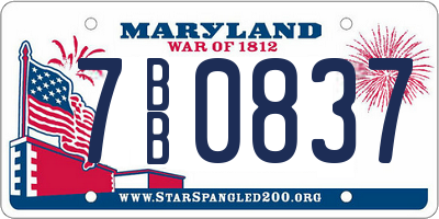 MD license plate 7BB0837