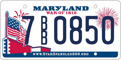 MD license plate 7BB0850