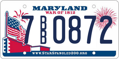 MD license plate 7BB0872