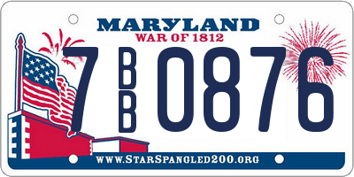 MD license plate 7BB0876