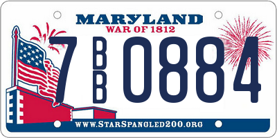 MD license plate 7BB0884