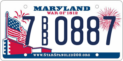 MD license plate 7BB0887