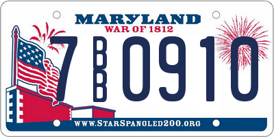 MD license plate 7BB0910