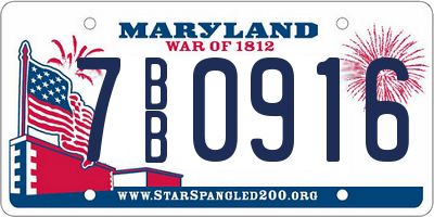 MD license plate 7BB0916