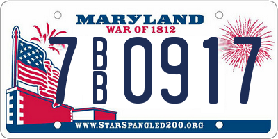 MD license plate 7BB0917