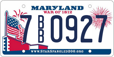 MD license plate 7BB0927