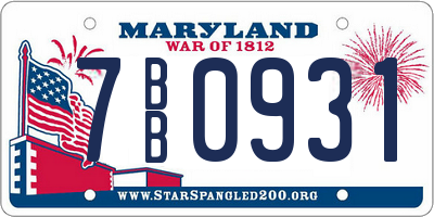 MD license plate 7BB0931