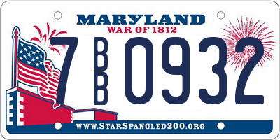 MD license plate 7BB0932