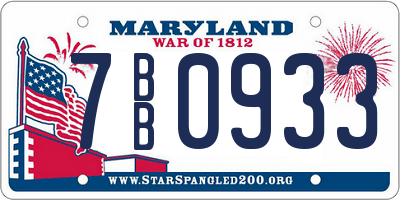 MD license plate 7BB0933