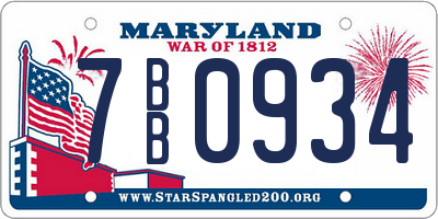 MD license plate 7BB0934