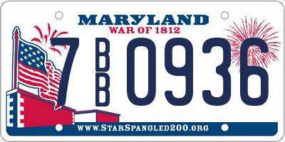 MD license plate 7BB0936