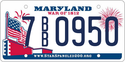 MD license plate 7BB0950