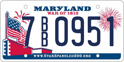 MD license plate 7BB0951