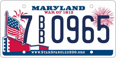 MD license plate 7BB0965