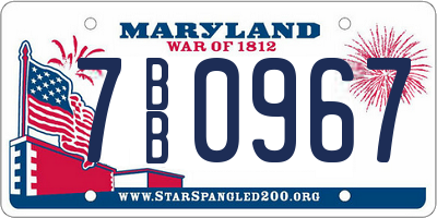 MD license plate 7BB0967