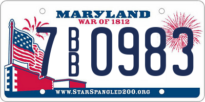 MD license plate 7BB0983