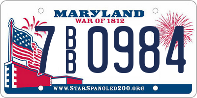 MD license plate 7BB0984