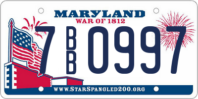 MD license plate 7BB0997