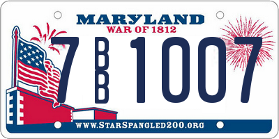 MD license plate 7BB1007