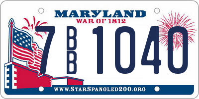 MD license plate 7BB1040