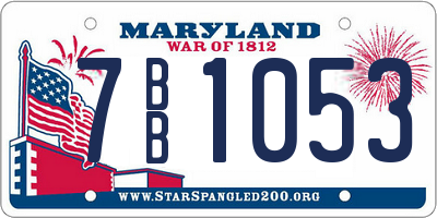 MD license plate 7BB1053