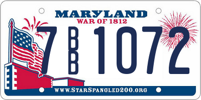 MD license plate 7BB1072