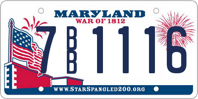 MD license plate 7BB1116