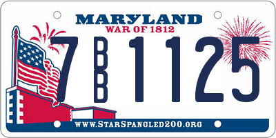 MD license plate 7BB1125