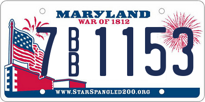 MD license plate 7BB1153