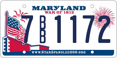 MD license plate 7BB1172
