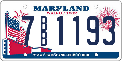 MD license plate 7BB1193