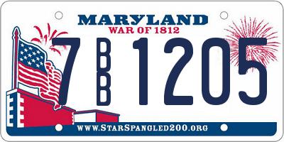 MD license plate 7BB1205