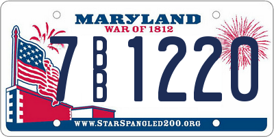 MD license plate 7BB1220
