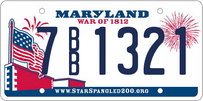 MD license plate 7BB1321