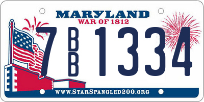 MD license plate 7BB1334
