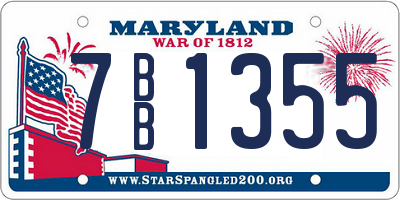 MD license plate 7BB1355