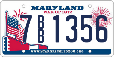 MD license plate 7BB1356