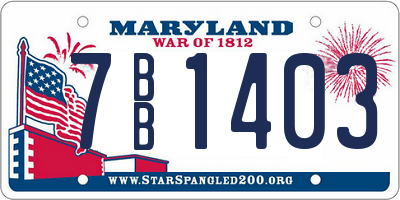 MD license plate 7BB1403