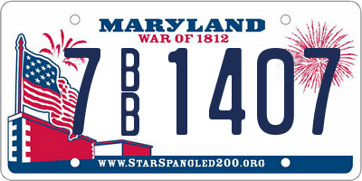 MD license plate 7BB1407