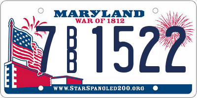 MD license plate 7BB1522