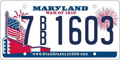 MD license plate 7BB1603
