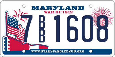MD license plate 7BB1608