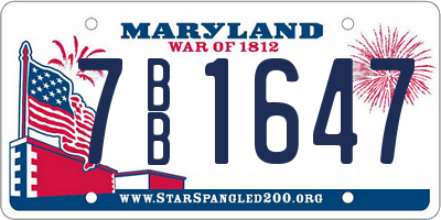 MD license plate 7BB1647