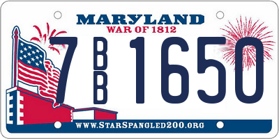 MD license plate 7BB1650
