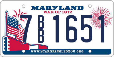 MD license plate 7BB1651
