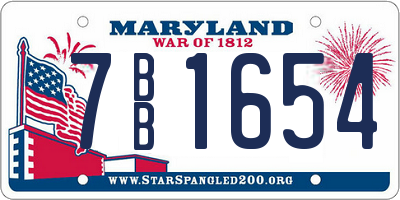 MD license plate 7BB1654